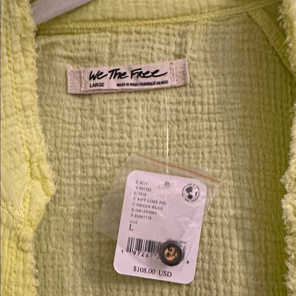 We The Free Summer Daydream Lime Green Textured Oversized Top NWT Size L - Picture 8 of 11